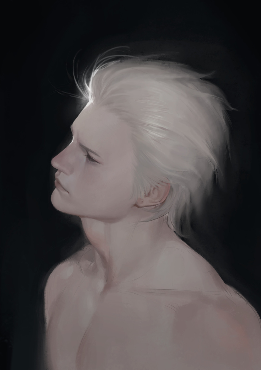 1boy, absurdres, bishounen, black_background, dark_background, devil_may_cry_(series), expressionless, eyelashes