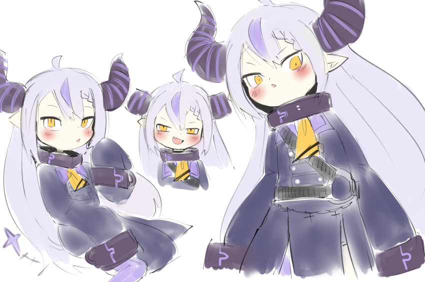 1girl, ascot, black_coat, blush, coat, doneru, grey_hair, hair_between_eyes
