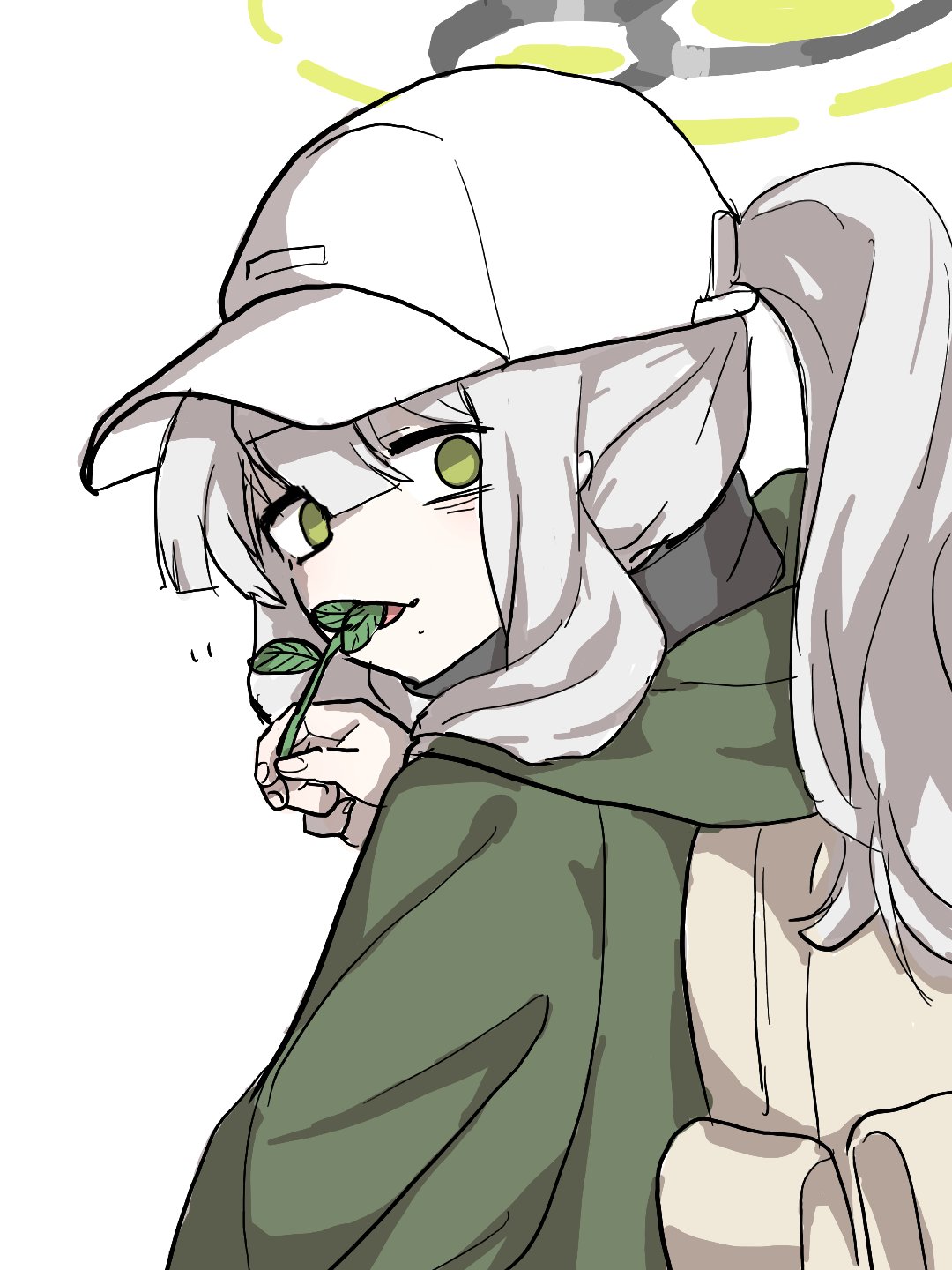 1girl, backpack, bag, baseball_cap, black_scarf, blue_archive, brown_bag, commentary_request