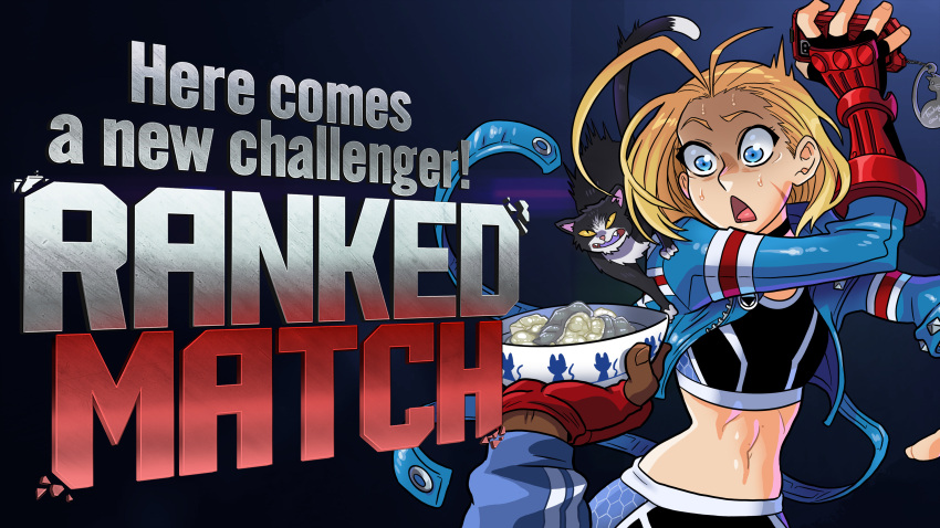 1boy, 1girl, abs, absurdres, ahoge, blonde_hair, blue_eyes, cammy_white