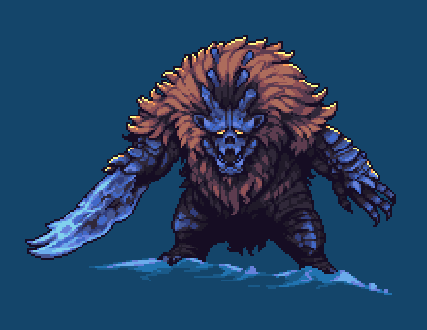 animal_focus, animated, animated_gif, arm_blade, asymmetrical_arms, blue_background, breath, breathing