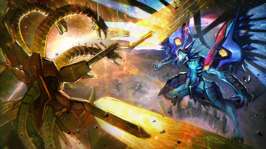 absurdres, battle, claws, dragon, duel_monster, fighting_stance, highres, hydra