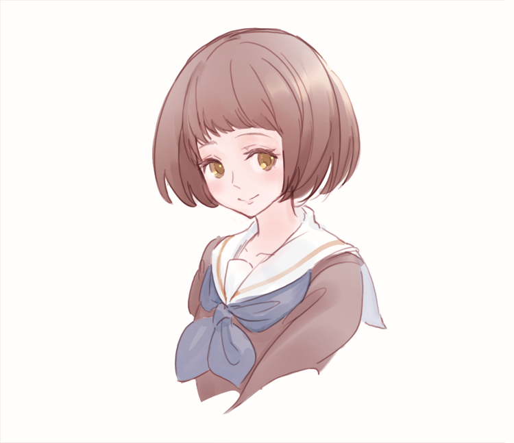 1777_kaki, 1girl, blue_neckerchief, brow_hair, brown_shirt, cropped, hariya_kaho, hibike!_euphonium