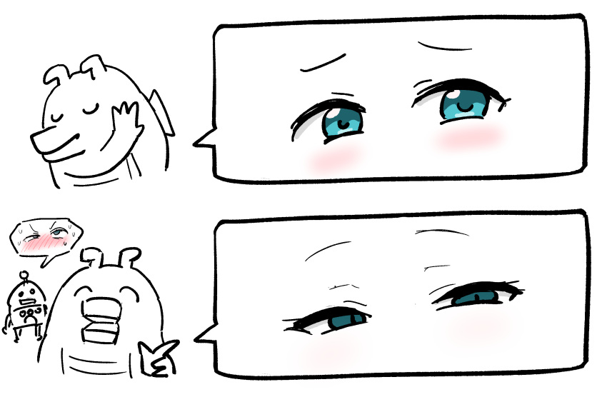 blue_eyes, blush, dragon, drakeposting_(meme), eye_focus, highres, index_finger_raised, manabi_kangaeru_rekishi