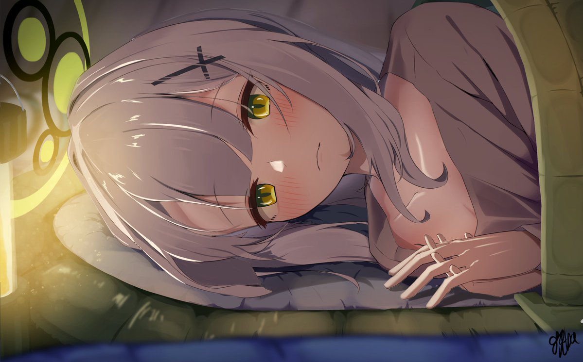 1girl, blue_archive, ganba_artworks, green_halo, halo, hare_(blue_archive), solo