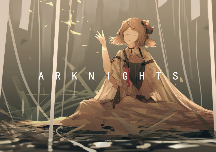 1girl, alcxome, arknights, arm_belt, belt, belt_buckle, black_belt, black_choker