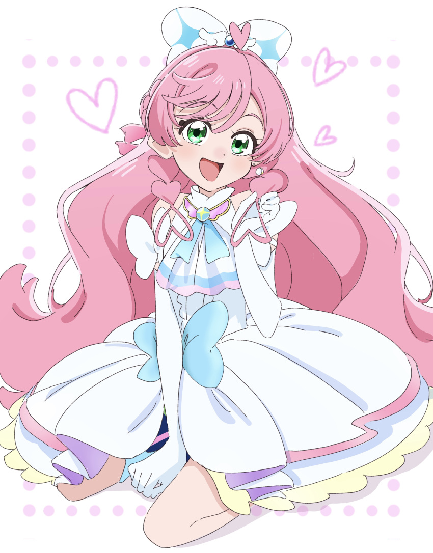 1girl, absurdres, akizora_(aki_precure), ascot, bow, braided_sidelock, brooch, commentary