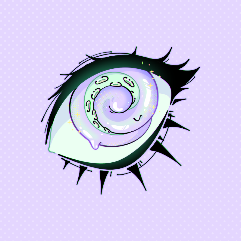 1other, @_@, colored_sclera, dripping, eye_focus, ghoulkiss, green_sclera, halftone