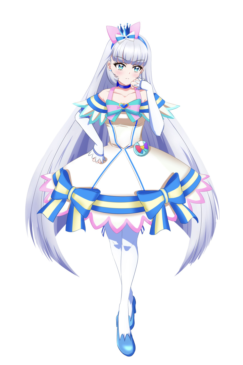 absurdres, aqua_bow, aqua_bowtie, blue_bow, blue_choker, blue_crown, blue_eyes, blue_hairband