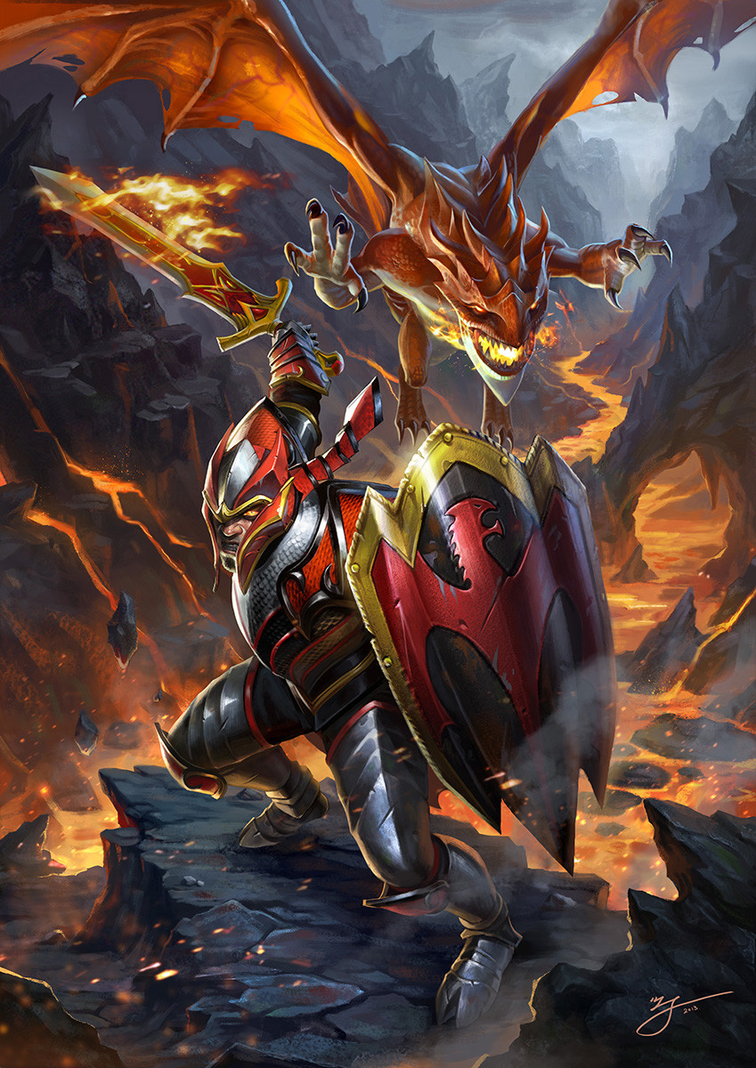 1boy, armor, dota_(series), dota_2, dragon, dragon_knight_(dota), fire, flaming_sword