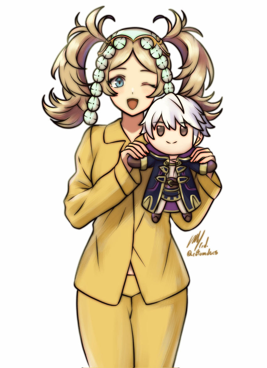 1girl, ;d, blonde_hair, blue_eyes, character_doll, commission, fire_emblem, fire_emblem_awakening
