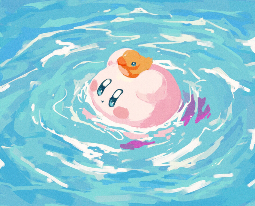 arms_up, black_eyes, blush_stickers, bright_pupils, carrying, harukui, highres, kirby
