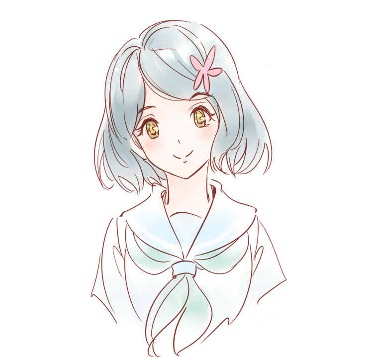 1777_kaki, 1girl, flower, green_neckerchief, grey_hair, hair_flower, hair_ornament, hibike!_euphonium