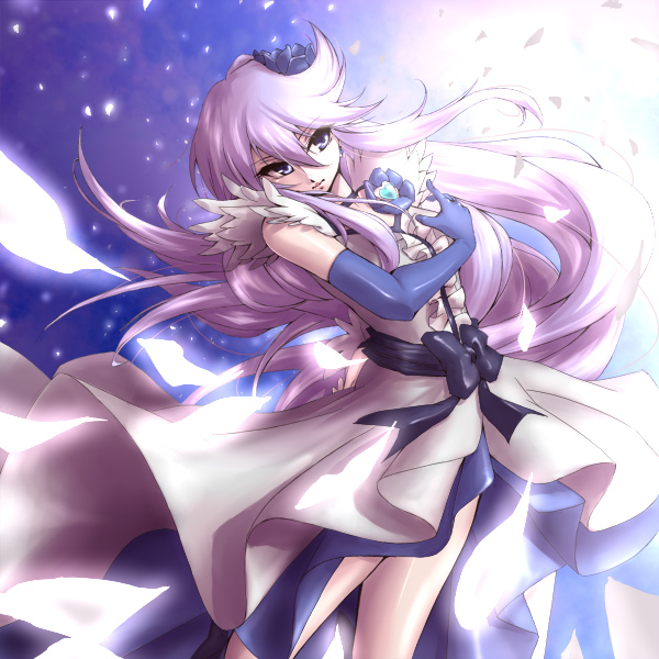 blue_eyes, blue_rose, bow, cure_moonlight, elbow_gloves, flower, gloves, hair_flower
