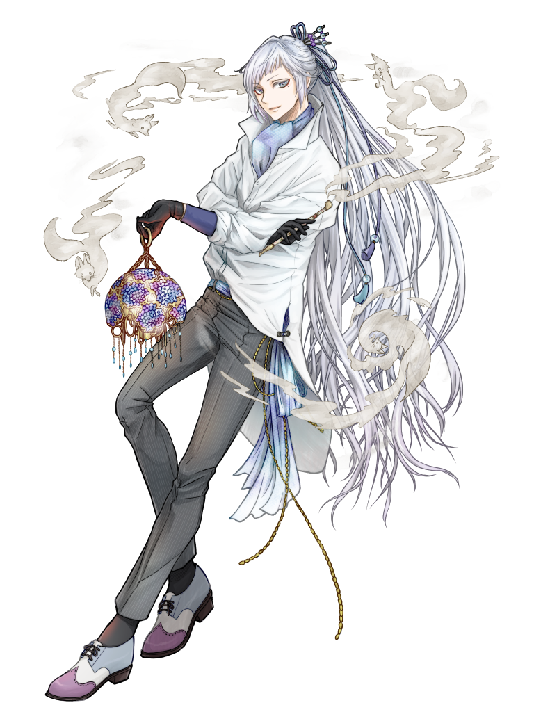 1boy, a-ao_(tw), artist_request, ascot, bishounen, black_gloves, blue_ascot, check_artist