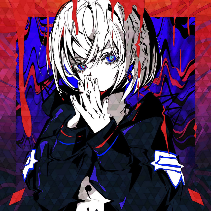 1girl, amu_(aa4122aa), aqua_pupils, black_jacket, blue_background, blue_eyes, braid, cevio