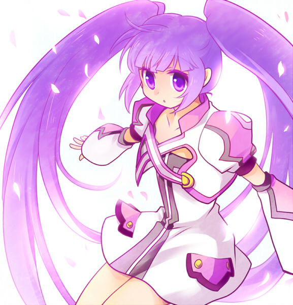 bad_id, bolero, detached_sleeves, matunoha, miyu_(matsunohara), petals, purple_eyes, purple_hair