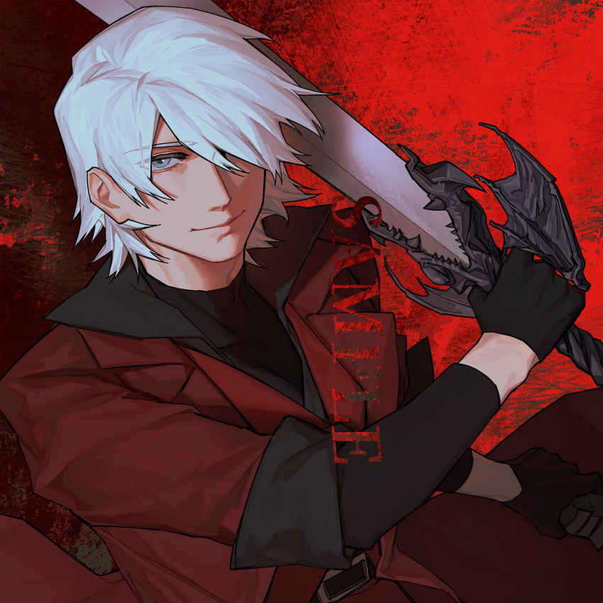1boy, alastor_(sword), bishounen, blue_eyes, capcom, coat, dante_(devil_may_cry), devil_may_cry_(series)