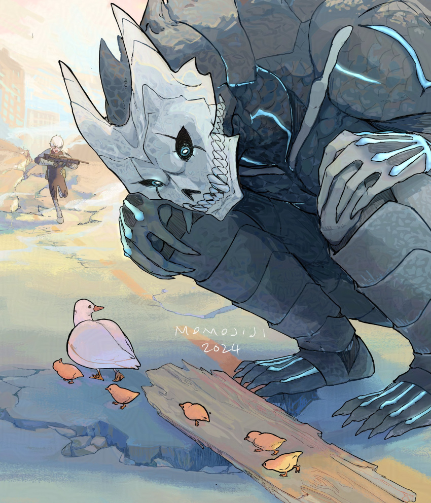 2boys, absurdres, artist_name, bird, black_scales, blue_eyes, boots, dated