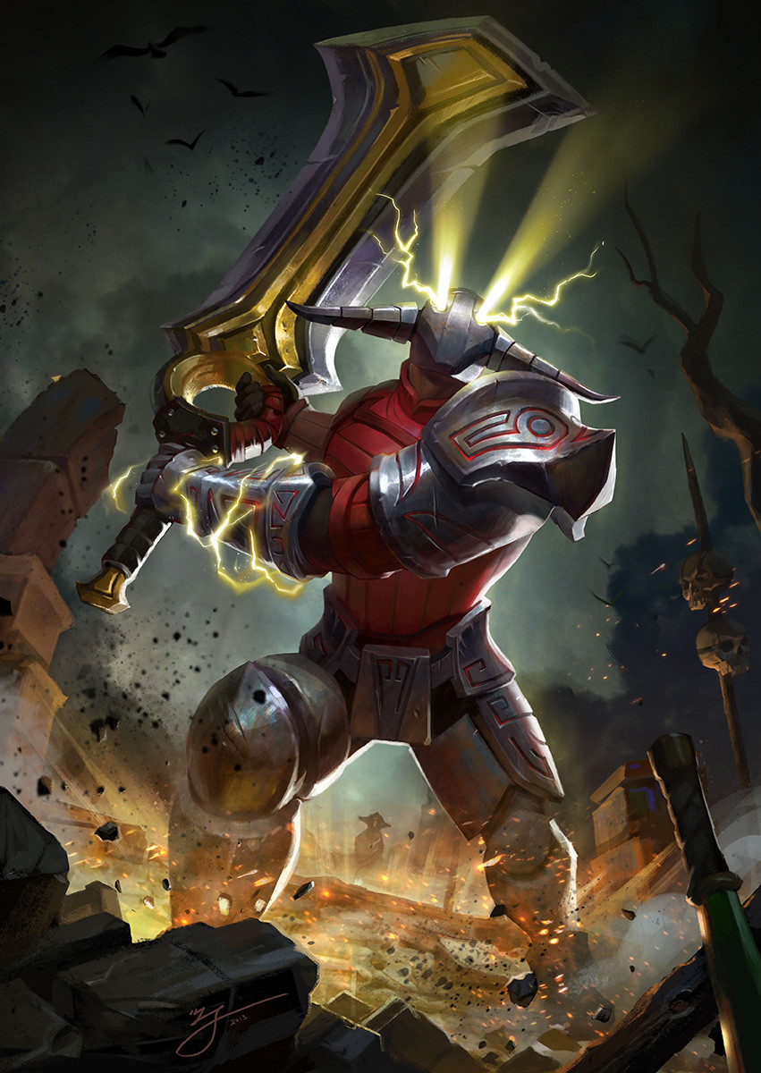1boy, armor, armored_boots, boots, colored_skin, dota_(series), dota_2, electricity