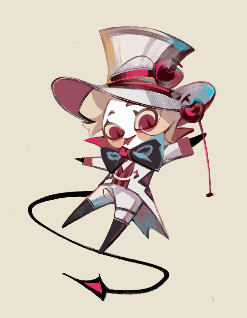 1boy, 2652893384, absurdres, blonde_hair, blush_stickers, cane, demon_boy, demon_tail