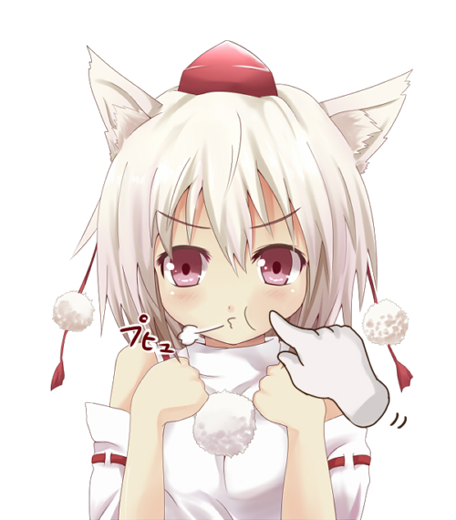 clenched_hands, disembodied_limb, efe, face, hat, inubashiri_momiji, magic_hands, o3o