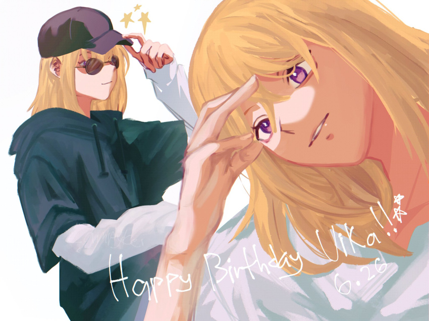 1girl, bang_dream!, bang_dream!_it's_mygo!!!!!, baseball_cap, black_hat, black_horns, blonde_hair, closed_mouth