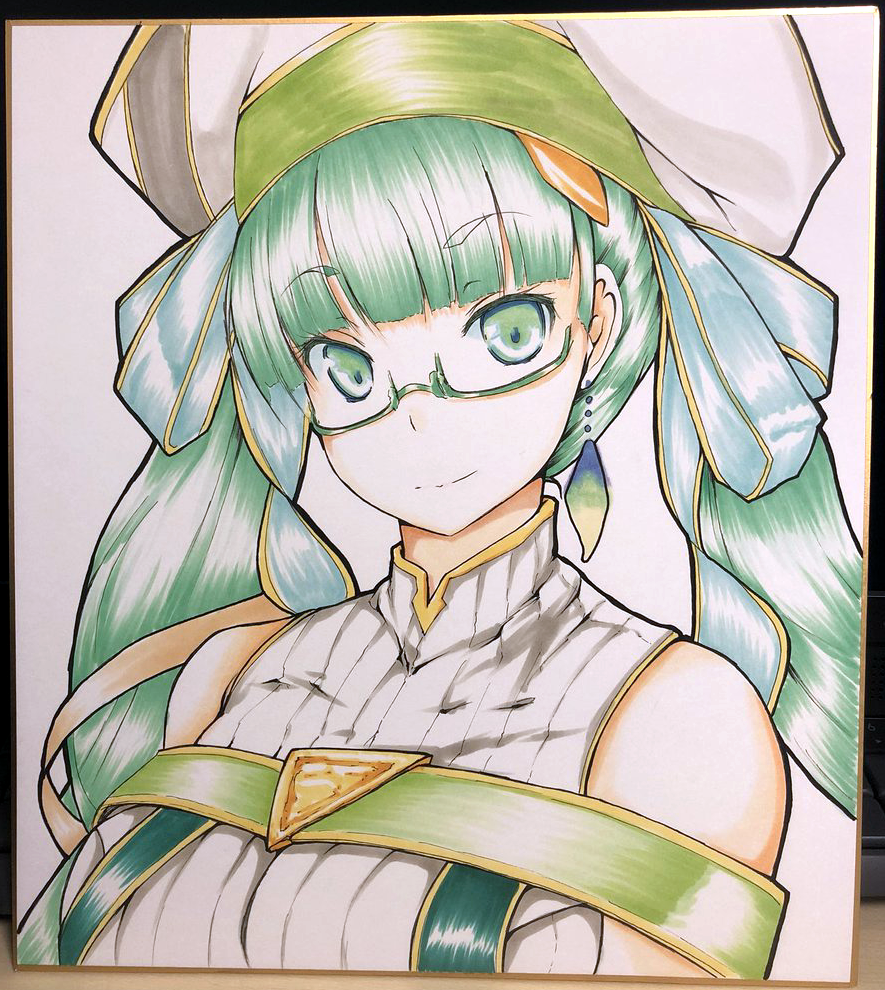 1girl, bare_shoulders, closed_mouth, commentary_request, earrings, glasses, green-framed_eyewear, green_eyes