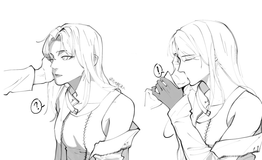 !, 2girls, ?, amberx_08, angell_(path_to_nowhere), chief_(path_to_nowhere), closed_eyes, commentary