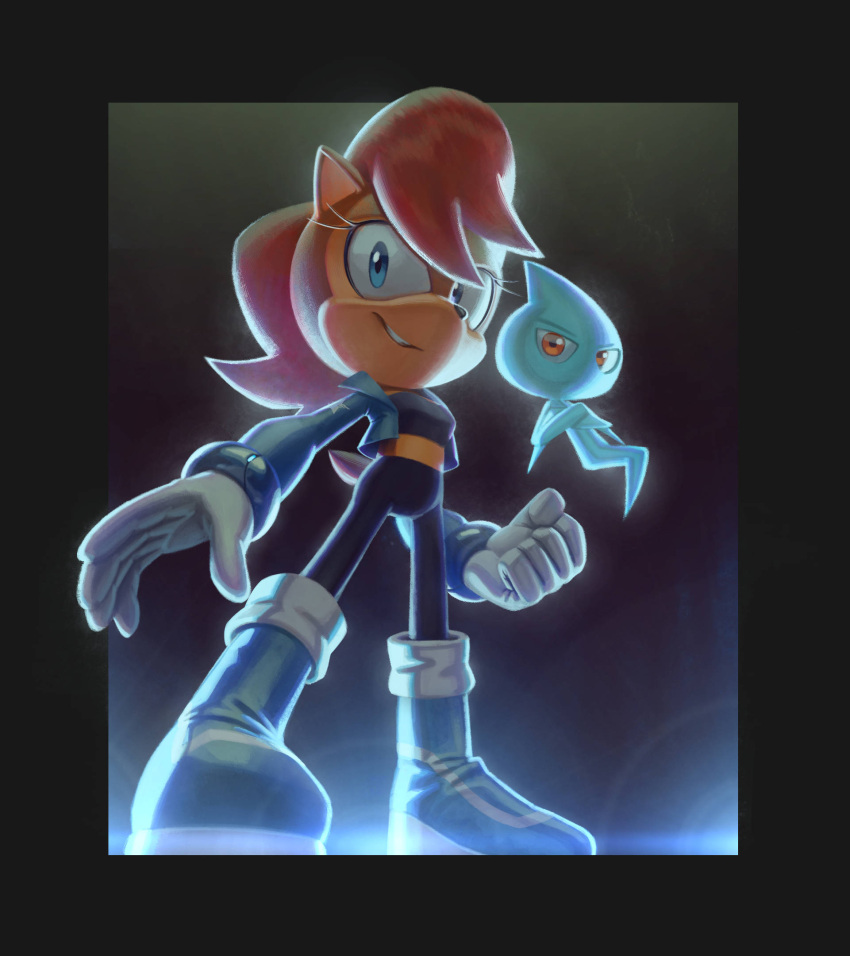 1girl, 1other, alien, animal_ears, black_pants, blue_eyes, blue_footwear, blue_jacket