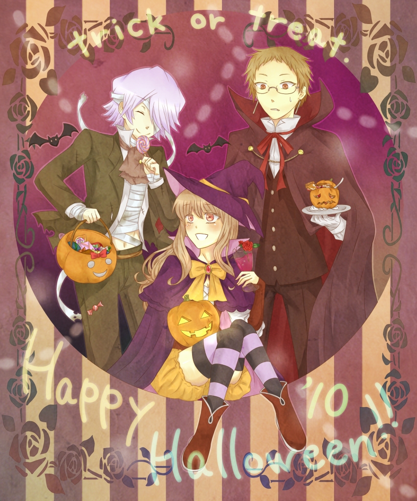 candy, dress, formal, gloves, hair_over_one_eye, hat, jozechiri, liam_lunettes
