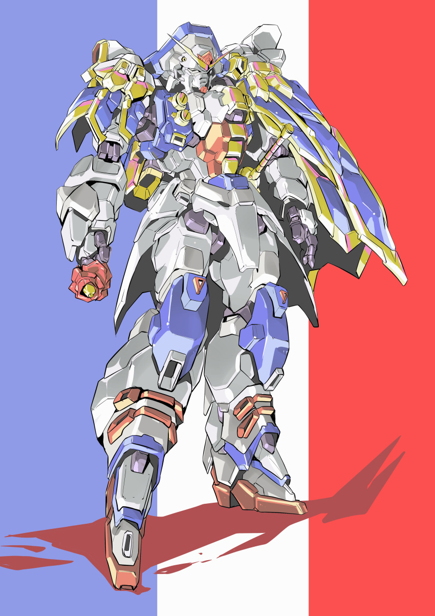 absurdres, arms_at_sides, commentary_request, french_flag, full_body, funnels_(gundam), g_gundam, grey_eyes
