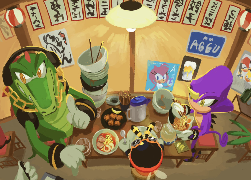 3boys, alcohol, amy_rose, antennae, beer, beer_mug, bowl, bowl_stack