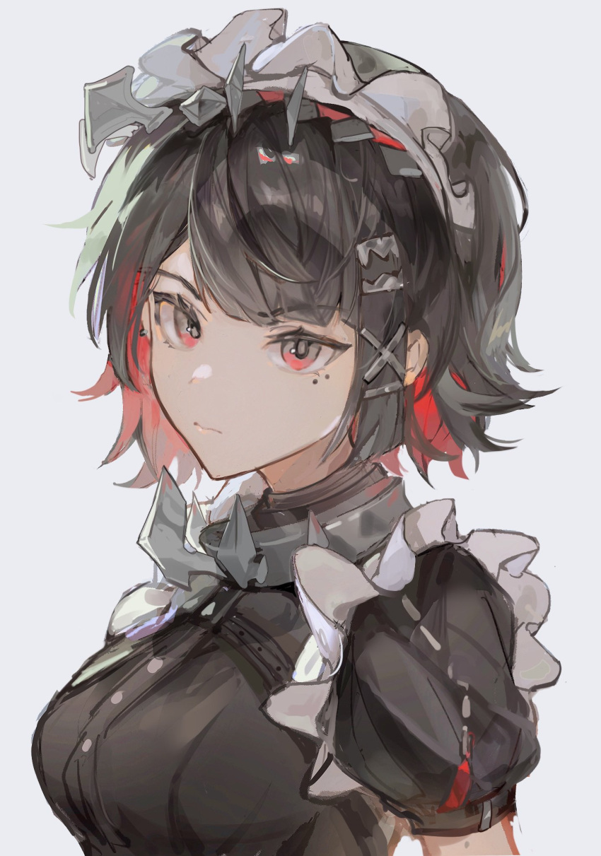1girl, black_dress, black_hair, collar, colored_inner_hair, dress, ellen_joe, highres