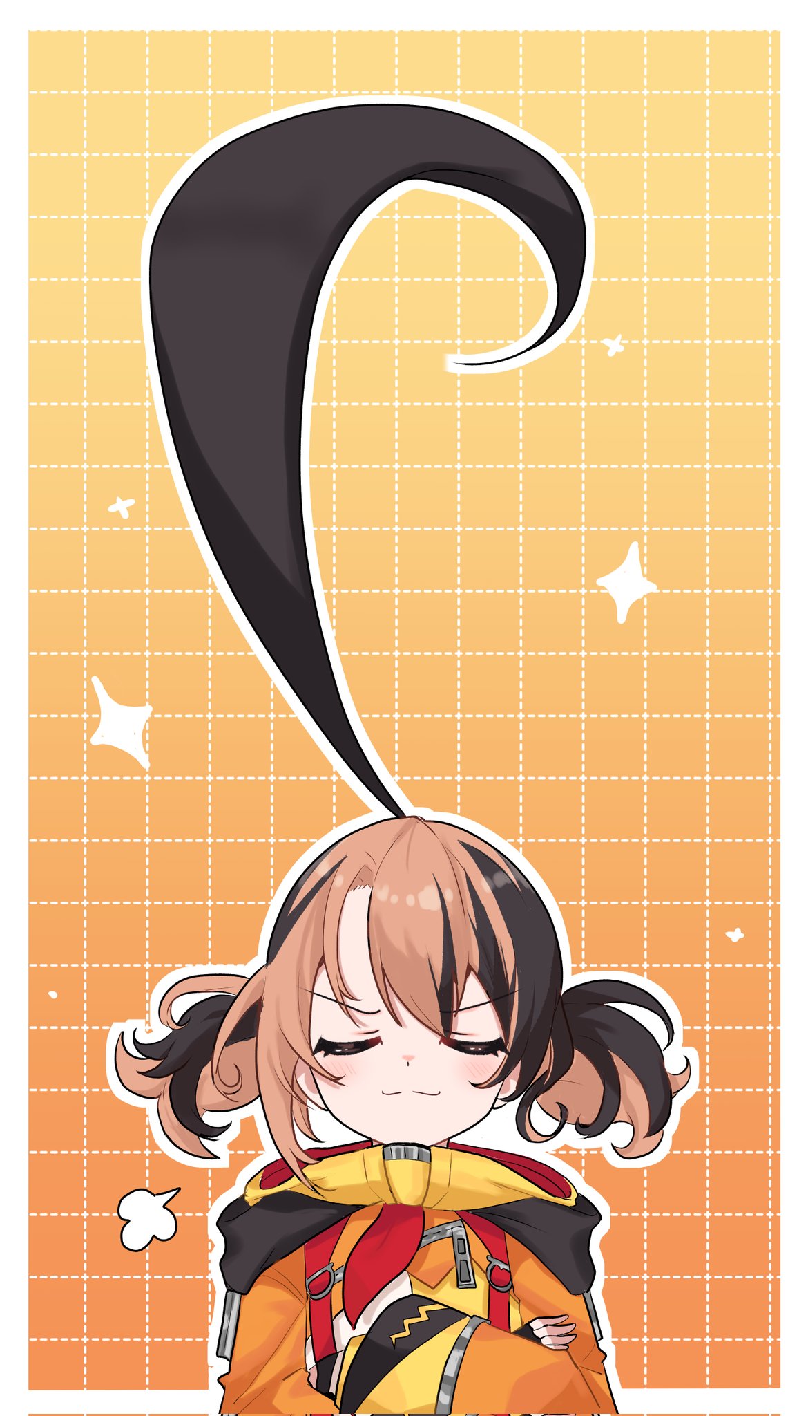 1girl, ahoge, animal_ear_hood, blush, cafelittle, closed_eyes, fingerless_gloves, gigi_murin