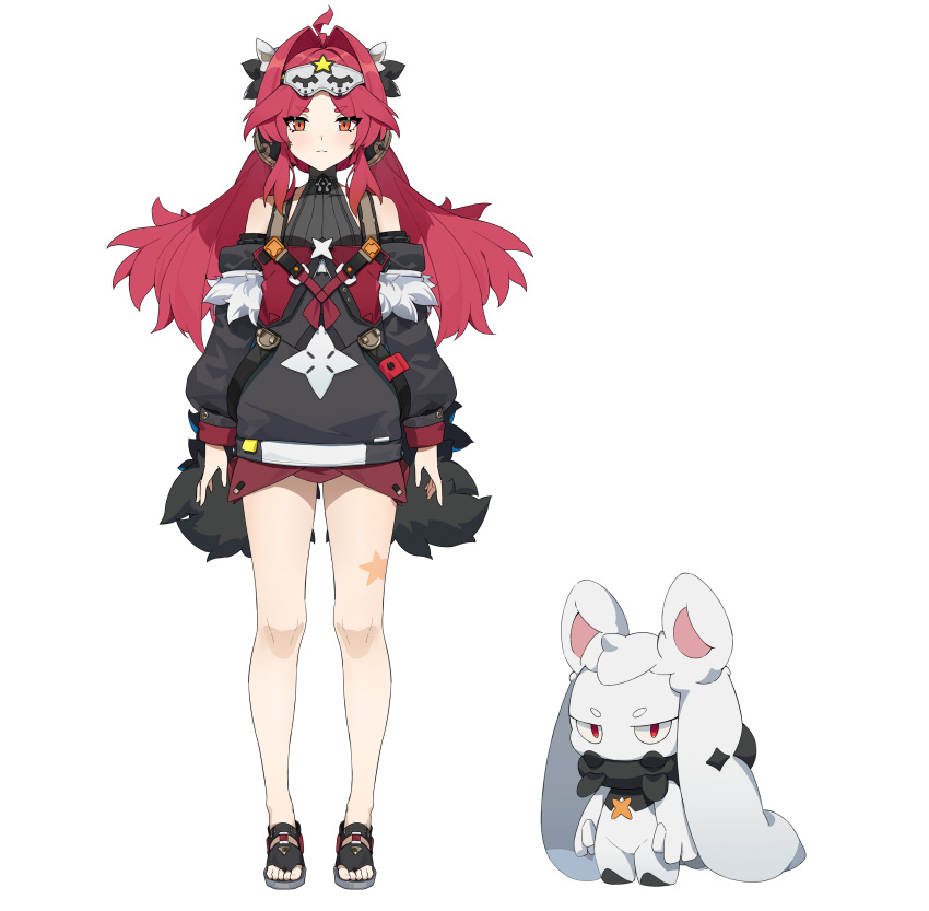 1girl, absurdres, ahoge, arms_at_sides, black_footwear, brooch, closed_mouth, commentary