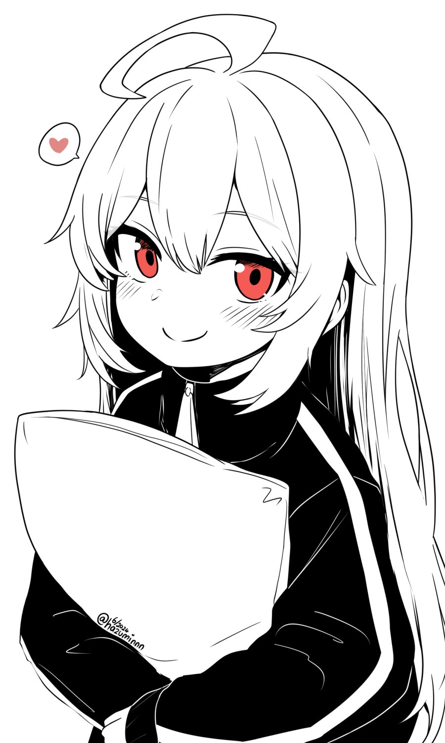 100_percent_orange_juice, 1girl, ahoge, blush, closed_mouth, happy, hazuein, heart