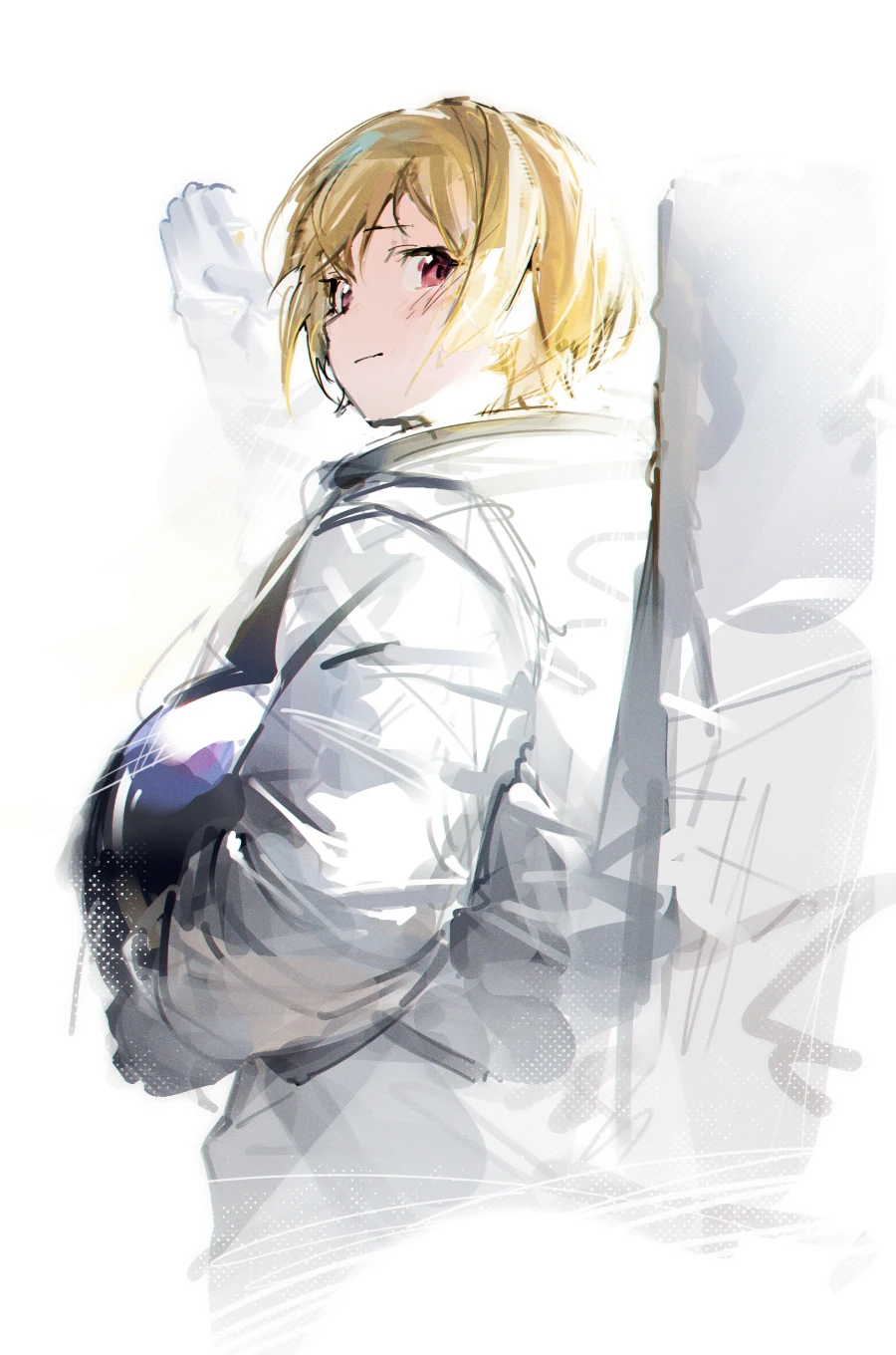 1girl, alternate_costume, astronaut, blonde_hair, closed_mouth, from_behind, helmet, highres