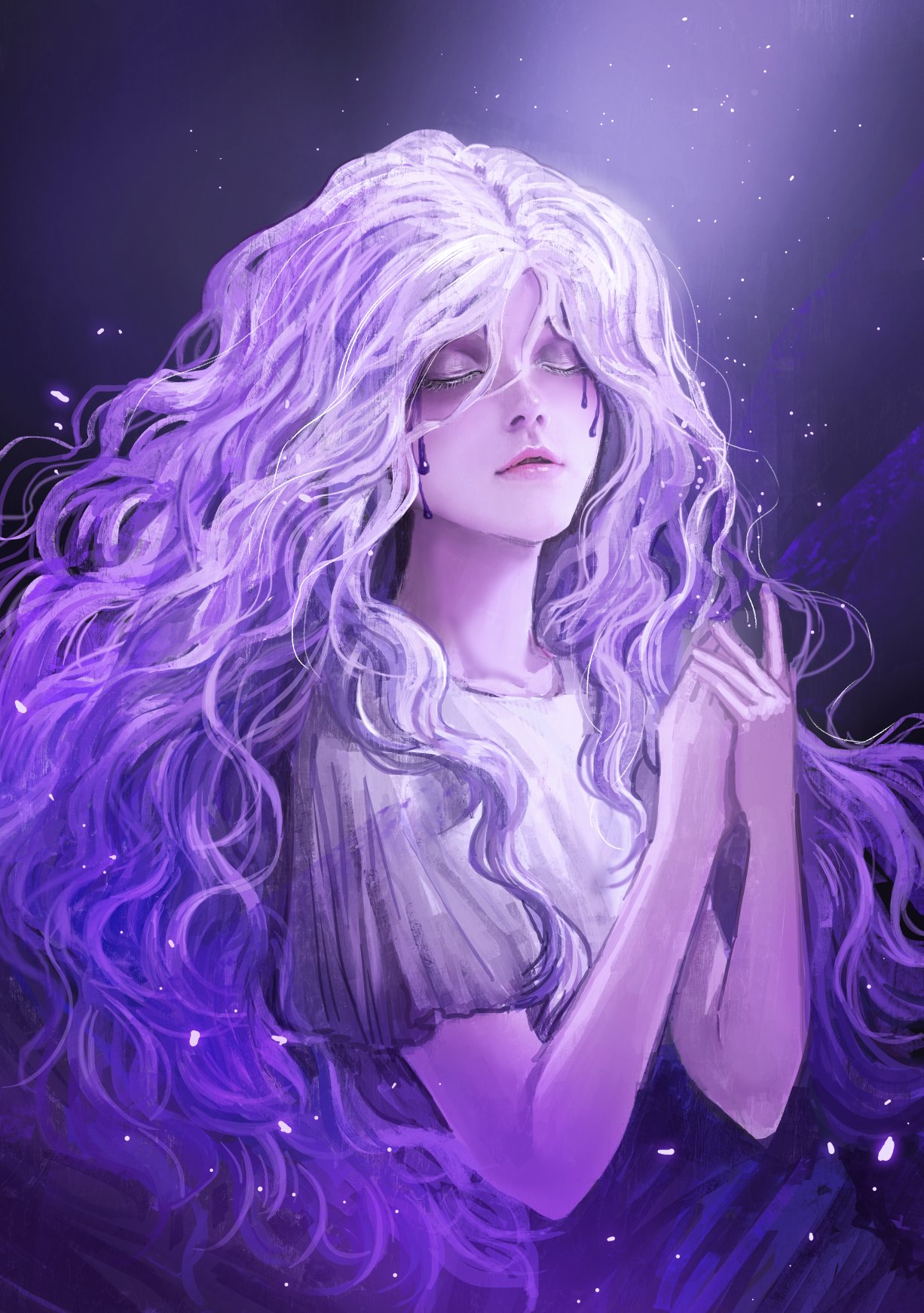 1girl, closed_eyes, commentary_request, elden_ring, elden_ring:_shadow_of_the_erdtree, highres, korean_commentary, light_particles