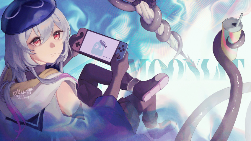 ..., 1boy, absurdres, arknights, artist_name, beret, black_footwear, black_gloves