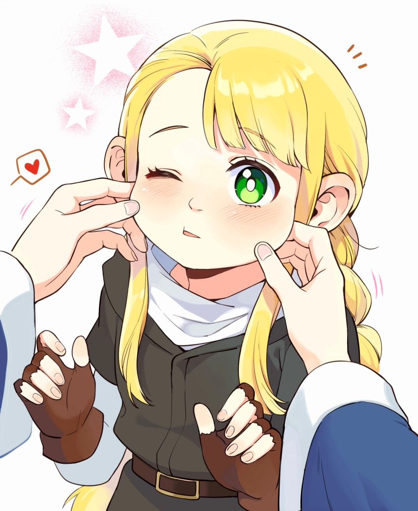 1girl, alternate_species, bai_xin, belt, black_jacket, blonde_hair, braid, bright_pupils