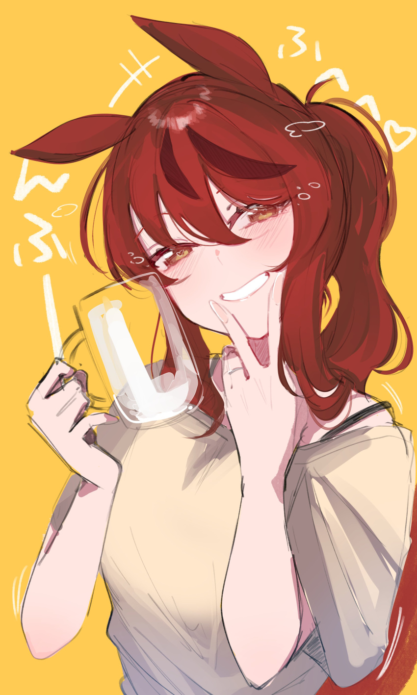 1girl, absurdres, animal_ears, arlcn_(arlcn_1115), beer_mug, black_eyeliner, bra_strap, breasts
