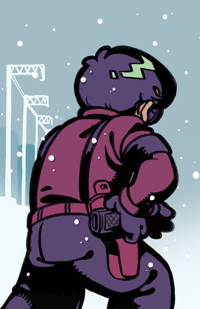 1boy, belt, black_gloves, black_hair, black_pants, drawing_gun, facing_away, gloves