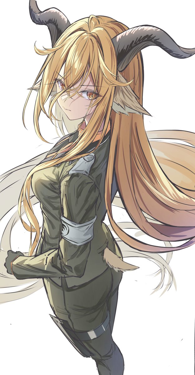 1girl, animal_ears, arknights, armband, black_gloves, blonde_hair, commentary_request, degenbrecher_(arknights)