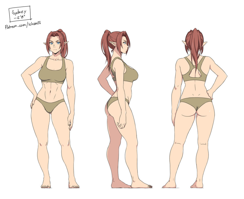 ass, bra, breasts, butt, ichan-desu, matching_underwear, navel, panties, sgt_crisis