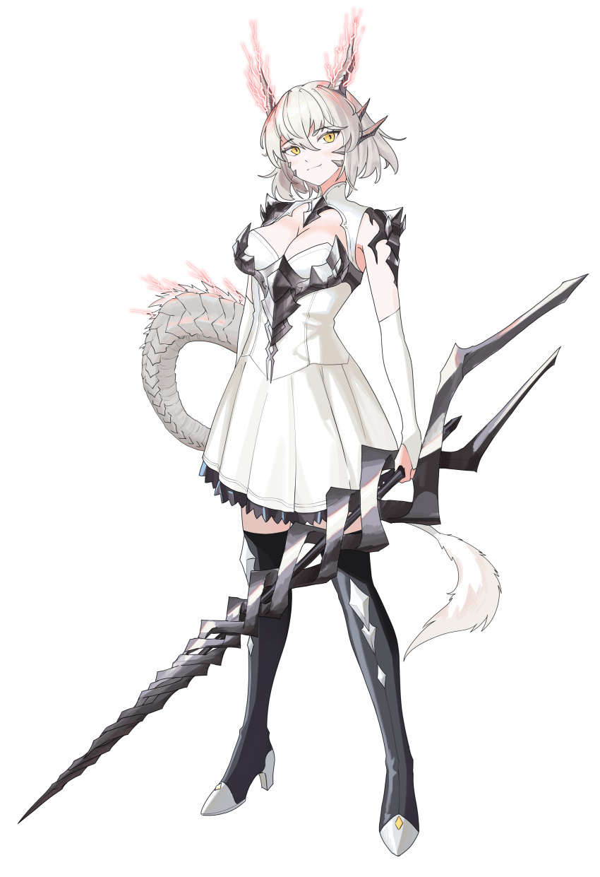 absurdres, ancient_dragon_lansseax, dragon_girl, highres, tail, white_hair