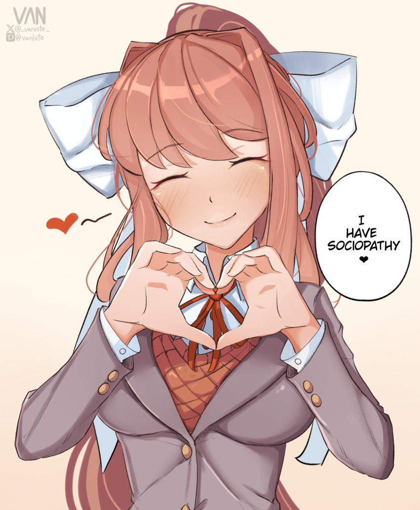 1girl, artist_logo, artist_name, blush, border, bow, bowtie, breasts