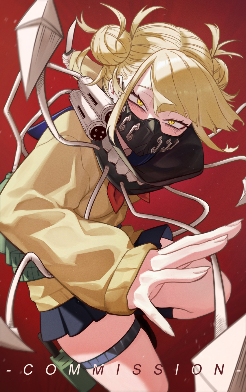1girl, absurdres, aranciojelyfish, black_skirt, black_socks, blonde_hair, boku_no_hero_academia, breasts