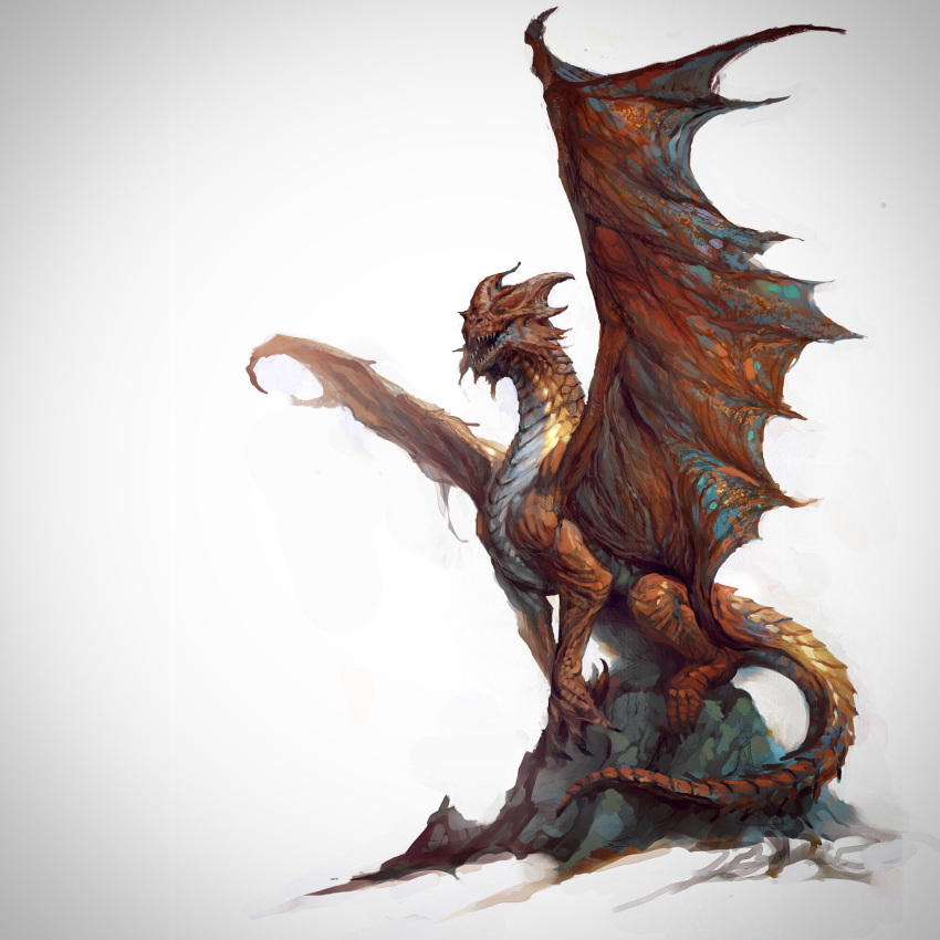animal_focus, brown_scales, claws, commentary, copper_dragon_(d&amp;d), dragon, dungeons_&amp;_dragons, english_commentary