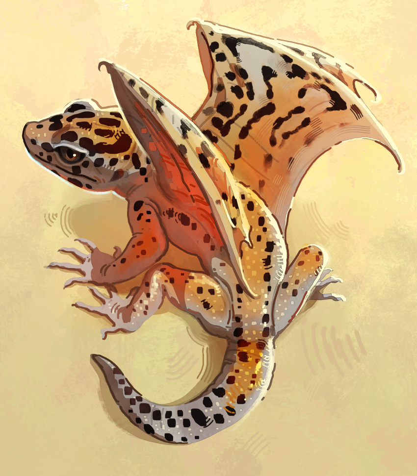 animal_focus, brown_eyes, chimera, commentary, devin_elle_kurtz, dragon_wings, english_commentary, from_above